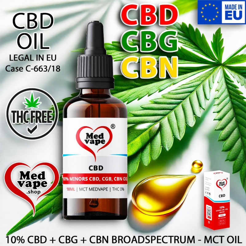 10% MINORS: 3% CBD + 3% CBG + 4% CBN BROADSPECTRUM OIL 10ml MCT - MEDVAPE THC WEED CANNABIS MARIJUANA LEGAL